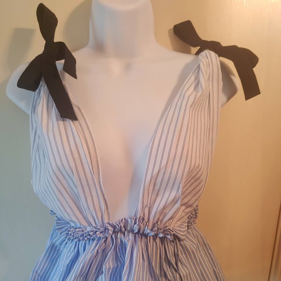 Forever 21 Tops - Forever 21 Blue, black& White Striped Halter Top